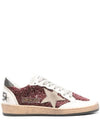 Ball Star Bordeaux Glitter Low Top Sneakers Red - GOLDEN GOOSE - BALAAN 2