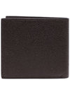 Pebble Grain Leather Half Wallet Dark Brown - THOM BROWNE - BALAAN 5