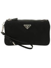 Triangle Logo Double Clutch Black - PRADA - BALAAN 2