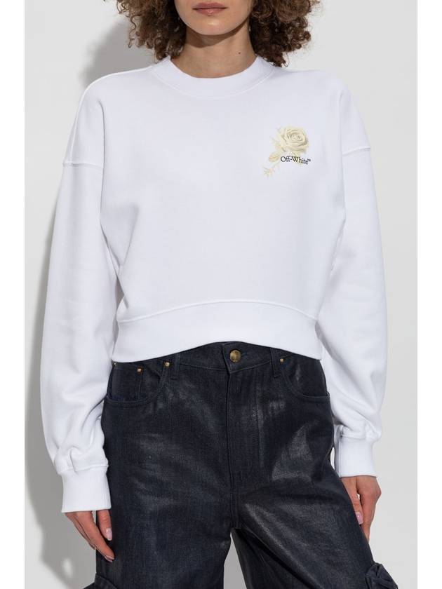 Off-White Cropped Sweatshirt With Print, Women's, White - OFF WHITE - BALAAN 3