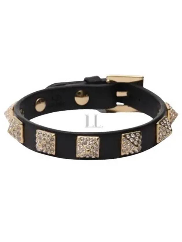 Rockstud Calf Leather Bracelet Black - VALENTINO - BALAAN 2