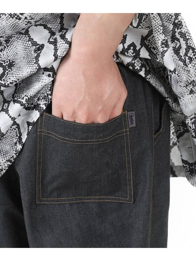 Black fake denim banding wide pants - ARCANE FUNK - BALAAN 4