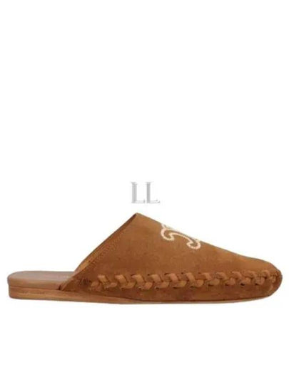 Marlou Triomphe Embroidered Suede Calfskin Mule Cognac - CELINE - BALAAN 2