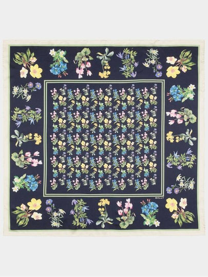 Floral Print Silk Scarf Navy - BALLY - BALAAN 2