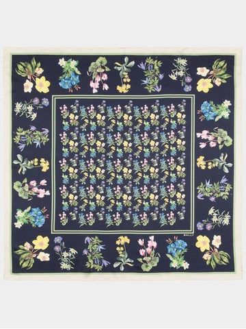 Floral Print Silk Scarf Navy - BALLY - BALAAN 1