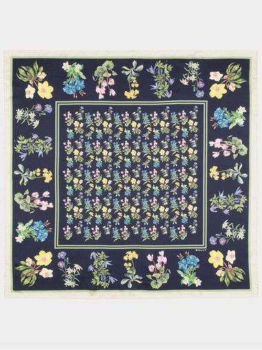 Floral Print Silk Scarf Navy - BALLY - BALAAN 1