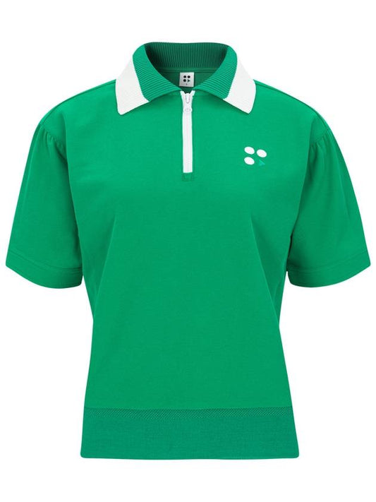 Y logo collar knit pique short sleeve t-shirt green - BUTTONPLAY - BALAAN 2