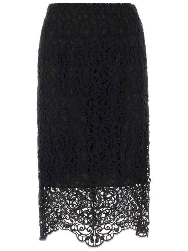 Women's Macrame Lace Pencil Skirt Black - BURBERRY - BALAAN 2