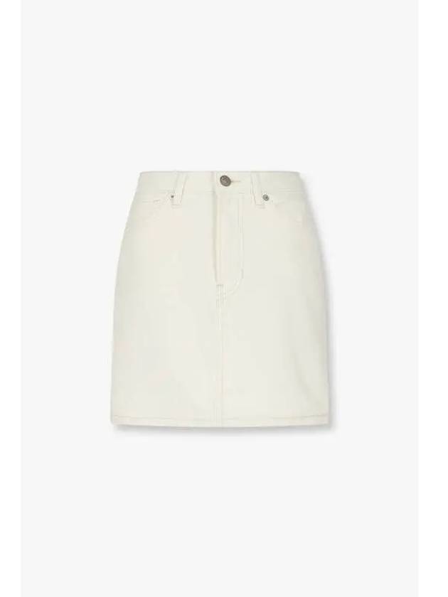 Stitched Stretch Denim Skirt Lydia High Rise Mini Cream - REFORMATION - BALAAN 1