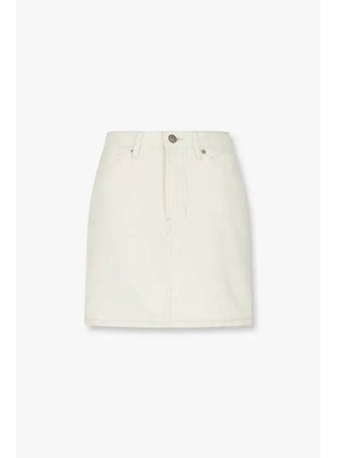 Stitched Stretch Denim Skirt Lydia High Rise Mini Cream - REFORMATION - BALAAN 1