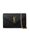 Monogram Matelasse Chain Shoulder Bag Black - SAINT LAURENT - BALAAN 3