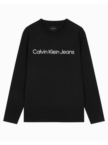 Jeans Institutional Logo Relaxed Fit Long Sleeve T-Shirt Black - CALVIN KLEIN - BALAAN 1