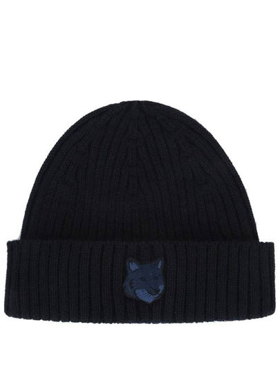 Wool Fox Head Beanie Navy Blue - MAISON KITSUNE - BALAAN 2