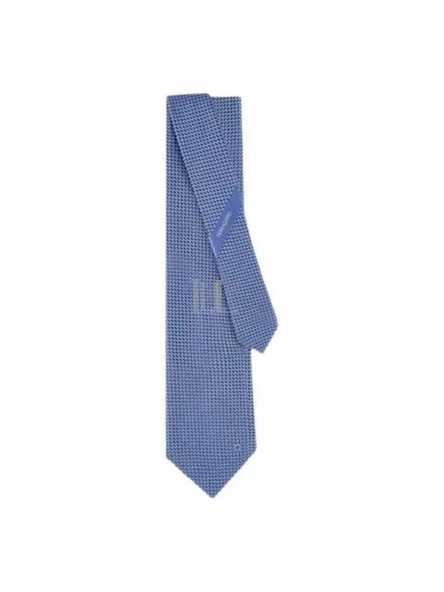 Embroidered Logo Silk Tie Blue - SALVATORE FERRAGAMO - BALAAN 2