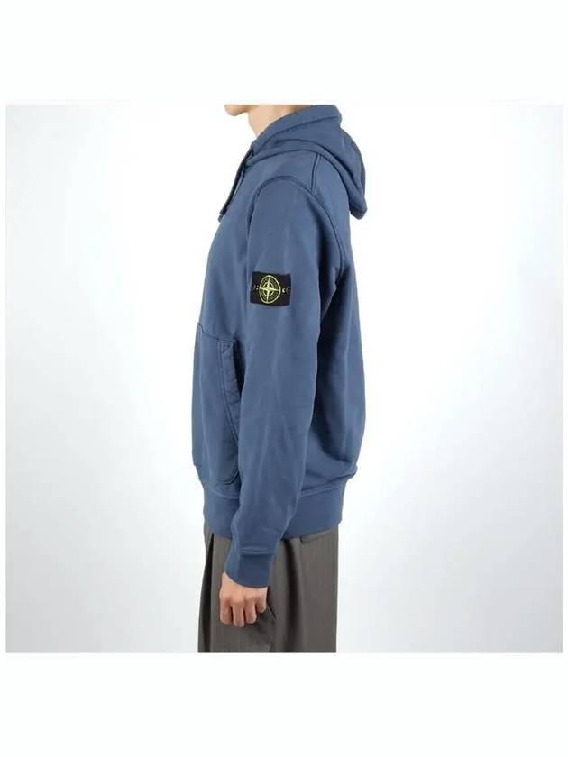 Logo Patch Cotton Fleece Hoodie Blue - STONE ISLAND - BALAAN 4