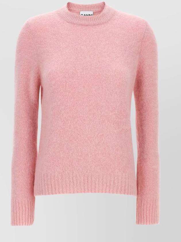 Brush Alpaca O Neck Knit Top Pink - GANNI - BALAAN 2