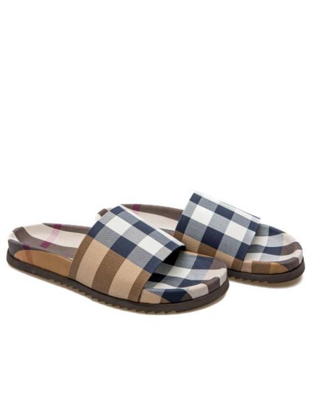 Men's Check Pattern Slippers Brown - BURBERRY - BALAAN 3