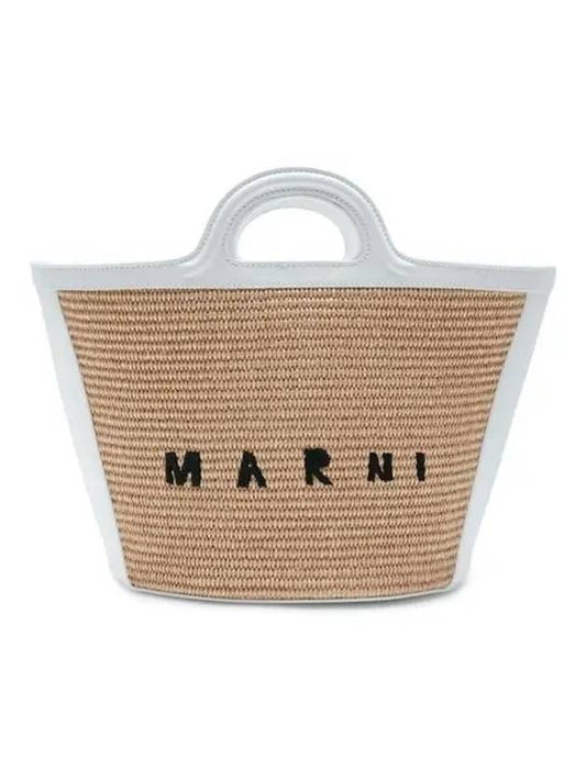 Leather Raffia Tropicalia Tote Bag Sand White - MARNI - BALAAN 2