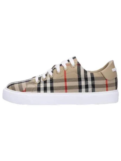 Vintage Check and Leather Sneakers Archive Beige - BURBERRY - BALAAN 2