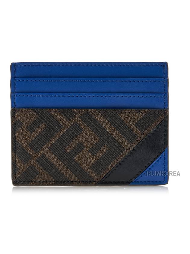 Diagonal FF Canvas Leather Card Wallet Blue - FENDI - BALAAN 2