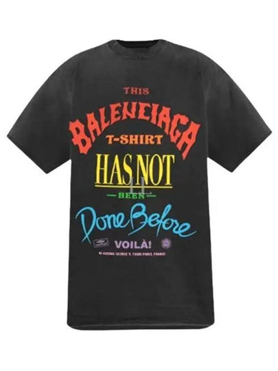 Slogan Print Oversized Short Sleeve T-Shirt Black - BALENCIAGA - BALAAN 2