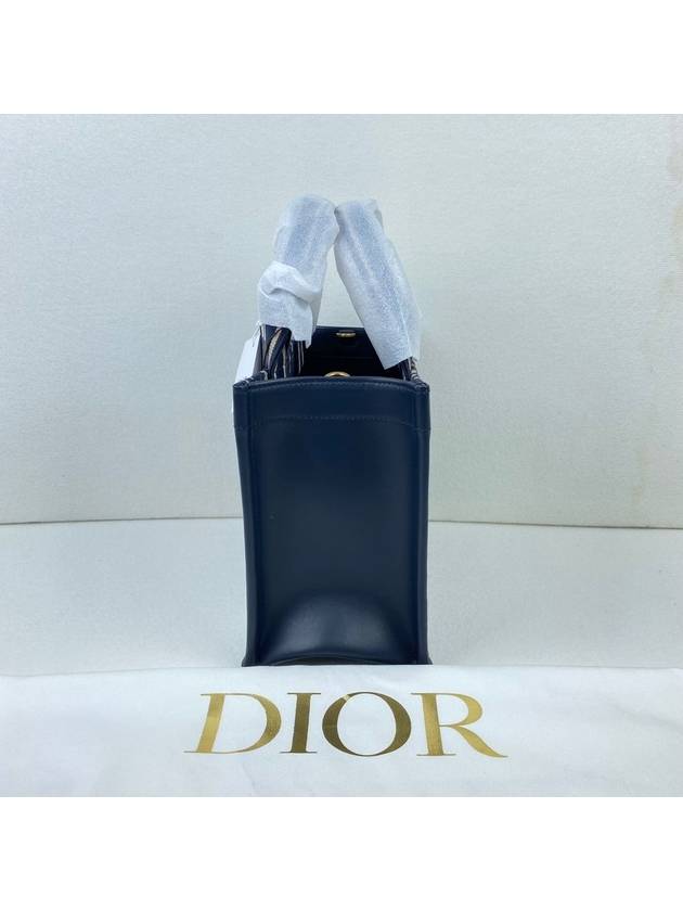 Small Book Tote Blue  Oblique Embroidery Calf Skin - DIOR - BALAAN 5