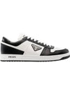 Men's Downtown Triangle Logo Leather Low Top Sneakers White Black - PRADA - BALAAN 2