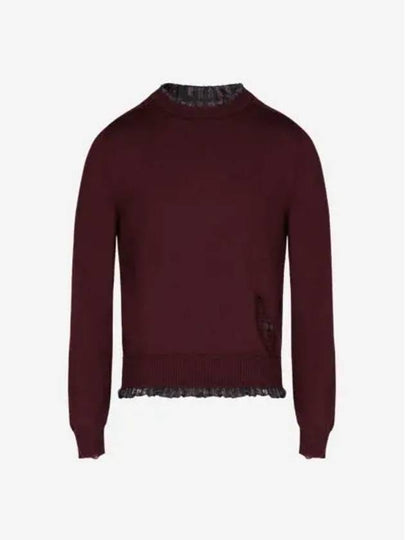 Distressed Layered Wool Knit Top Burgundy - MAISON MARGIELA - BALAAN 2