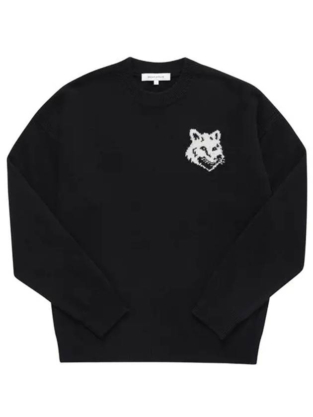 Intarsia Fox Head Comfort Knit Top Black - MAISON KITSUNE - BALAAN 2