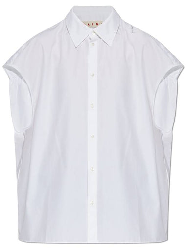 Marni Sleeveless Oversize Shirt, Women's, White - MARNI - BALAAN 1