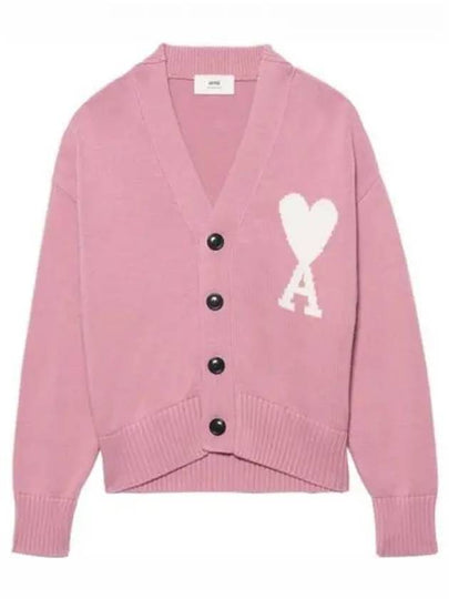 Big Heart Cotton Wool Oversize Cardigan Pale Pink - AMI - BALAAN 2