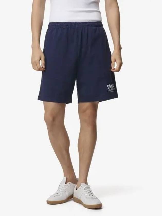 Logo Print Shorts Navy - SPORTY & RICH - BALAAN 2