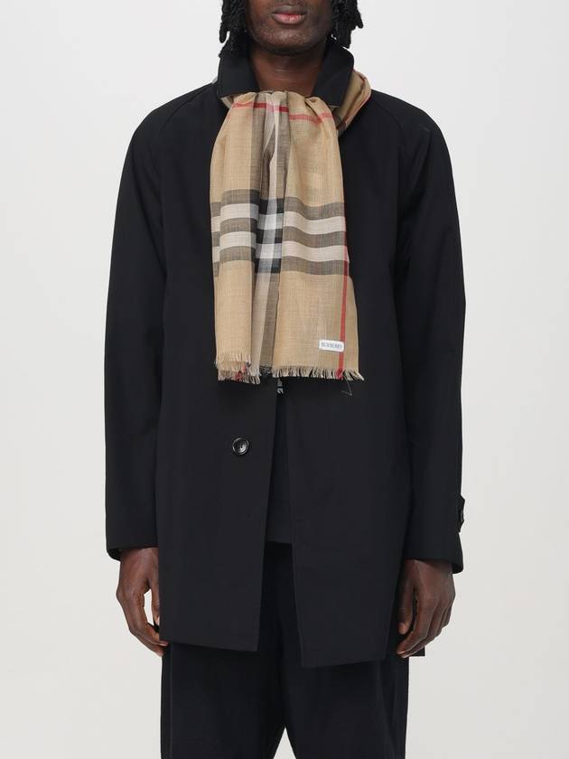 Check Wool Silk Scarf Beige - BURBERRY - BALAAN 3