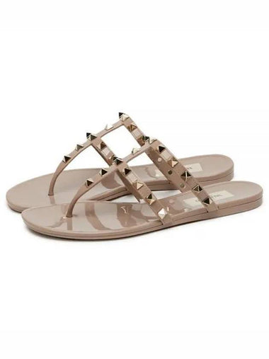 Women s Rockstud Beige Flip Flops 0T84 PVS P45 1156489 - VALENTINO - BALAAN 1