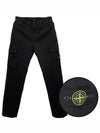 33908 Organic Cotton Satin Stretch Cargo Straight Pants Black - STONE ISLAND - BALAAN 2