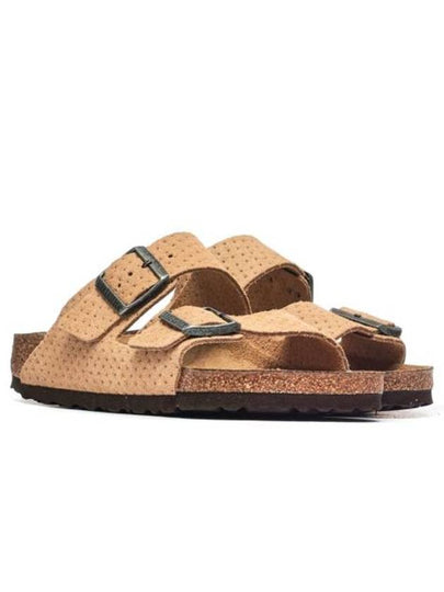 Arizona Perforated Suede Slippers Beige - BIRKENSTOCK - BALAAN 2