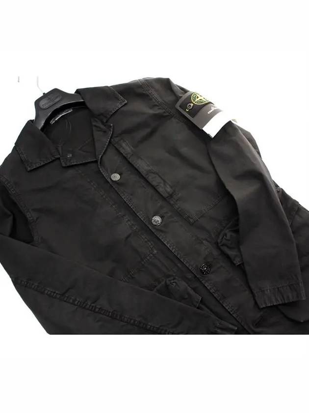 Waffen Patch Brushed Cotton Old Effect Jacket Black - STONE ISLAND - BALAAN.