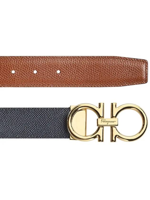 Gancini Reversible Leather Belt Brown Black - SALVATORE FERRAGAMO - BALAAN 4