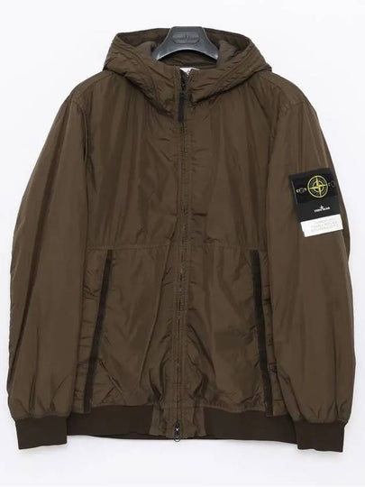 Men's Garment Dyed Crinkle Reps Recycled Nylon Primaloft TC Hooded Jacket Olive Green - STONE ISLAND - BALAAN 2