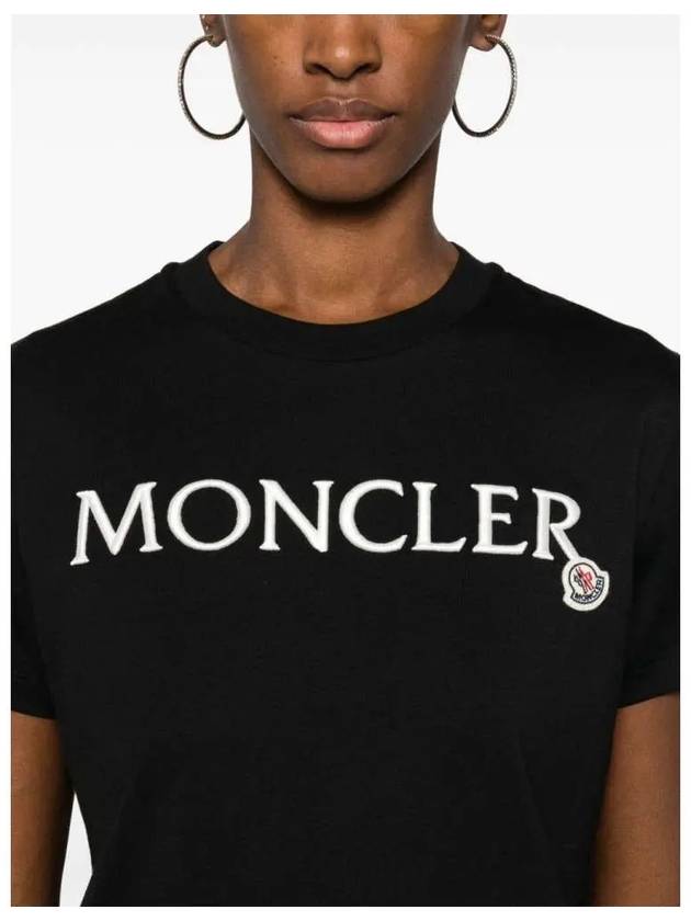 Women s Logo Patch Short Sleeve T Shirt Black 8C00011 89AIJ 999 - MONCLER - BALAAN 3