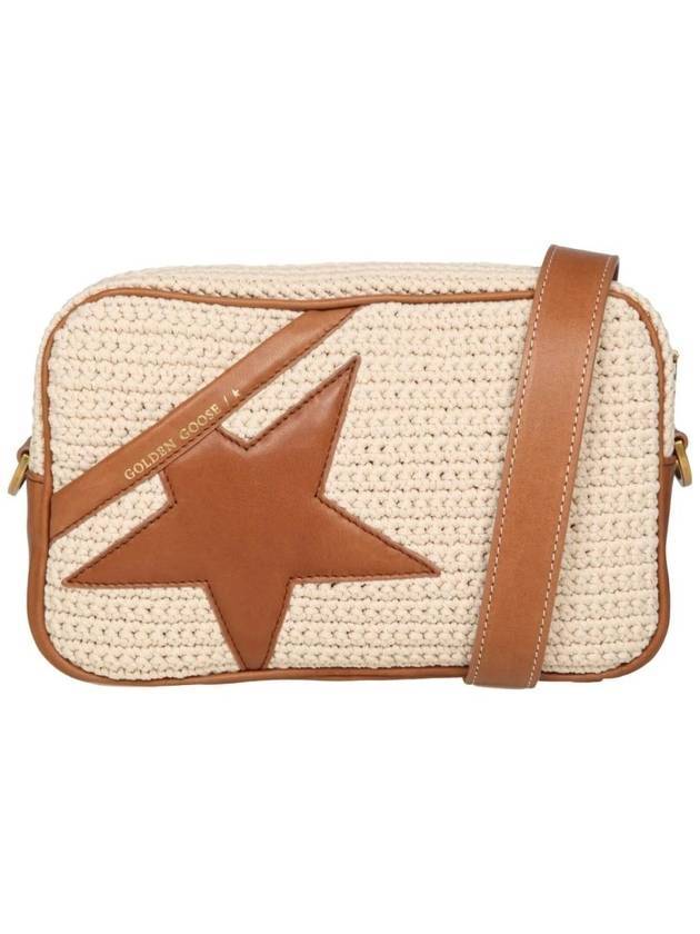 Star Patch Zipper Shoulder Bag Beige Brown - GOLDEN GOOSE - BALAAN 1