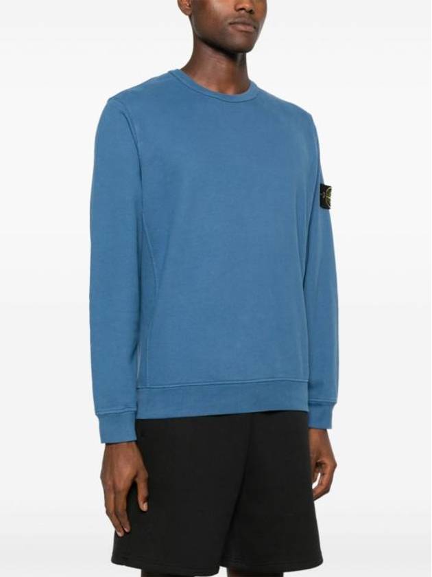 Wappen Patch Crew Neck Cotton Sweatshirt Blue - STONE ISLAND - BALAAN 4