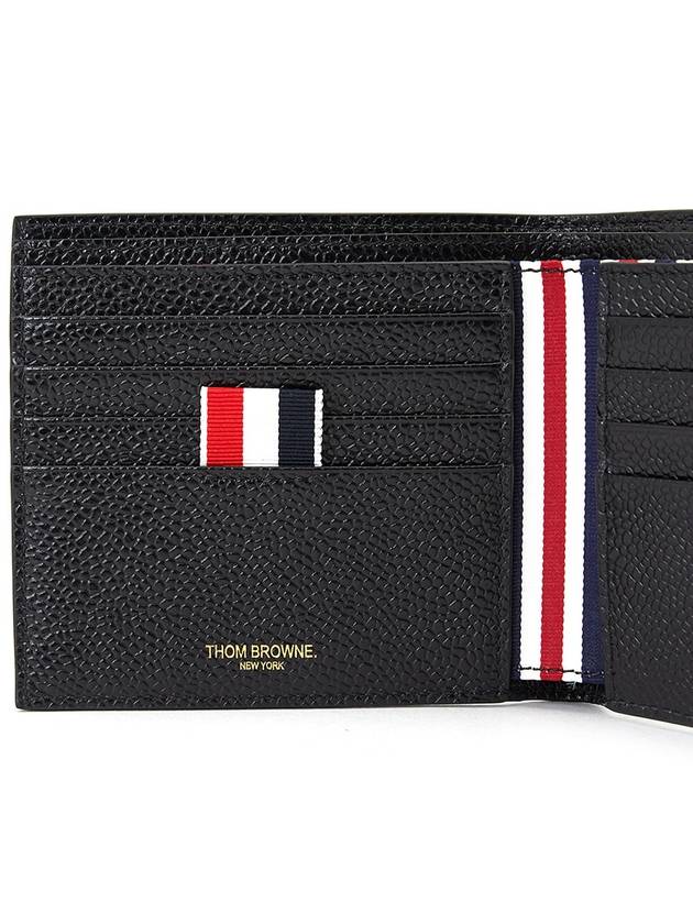 Pebble Grain Leather Half Wallet Black - THOM BROWNE - BALAAN 8