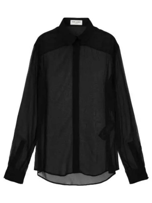 See through silk shirt black - SAINT LAURENT - BALAAN 1