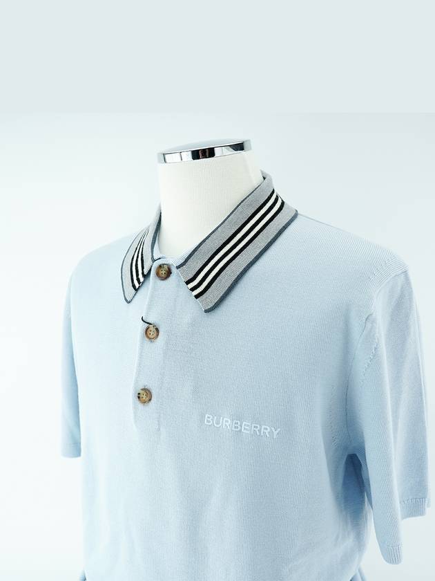 Icon Strap Detail Wool Polo Shirt Light Blue - BURBERRY - BALAAN 2