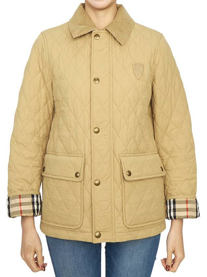 Applique B Shield Corduroy Collar Quilted Jacket Beige - BURBERRY - BALAAN 2