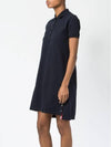 Classic Cotton Pique Center Back Stripe A-Line Short Sleeve Polo Short Dress Navy - THOM BROWNE - BALAAN 5