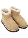 Women's Triangular Logo Shearling Winter Boots Ecru - PRADA - BALAAN 4