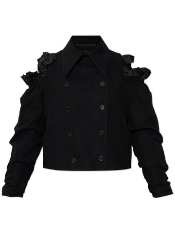 Comme Des Garçons Noir Kei Ninomiya Double-breasted Jacket With Slits, Women's, Black - COMME DES GARCONS - BALAAN 1