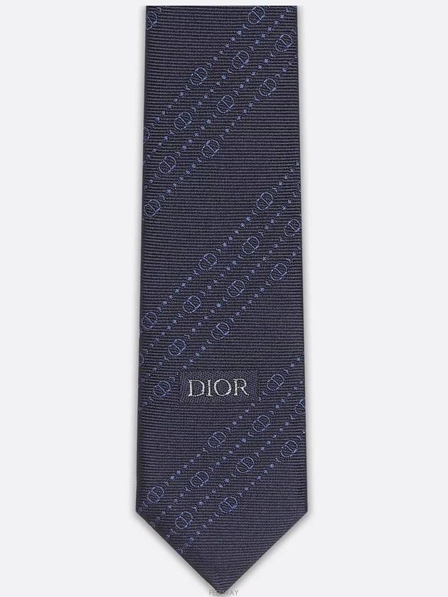 CD Icon Striped Tie Navy Blue Silk - DIOR - BALAAN 4